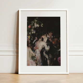 Backstage Bandits - Queer Fashion Show Art Print / Canvas White-framed Romantic Impressionistic Scene Two Figures One’s Undressing, Prints