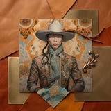 Baihu - Gay Chinese Cowboy Art Print / Canvas Detailed Portrait Painting Person Wide-brimmed White Hat Patterned, Vintage Prints