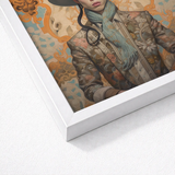 Framed Art Print Stylized Portrait Muted Earth Tones Gay Chinese Cowboy, Vintage