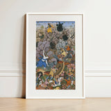 Balarama & Krishna Fighting the Enemy - Harivamsa Art Print / Canvas, 12x18’’ / 31x46cm / White Frame / Matboard, Posters Prints Visual