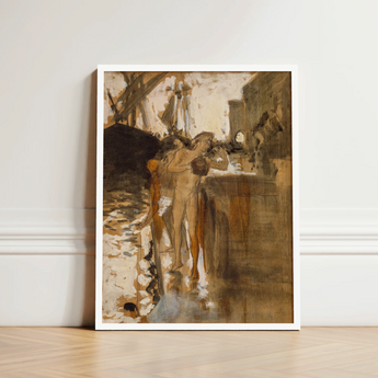 Framed Art Print Moody Impressionistic Painting Nude Figures Two Bathers, Standing, John Singer, Sargent