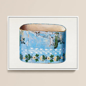 Bandbox - Charles Caseau Decorative Art Print / Canvas Vintage Blue Ceramic Napkin Ring Distressed Finish Adorned Charles Caseau