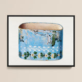 Bandbox - Charles Caseau Decorative Art Print / Canvas Vintage Blue Enamel Cuff Floral Bird Motifs Signs Charles Caseau Decorative,
