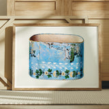 Bandbox - Charles Caseau Decorative Art Print / Canvas Framed Ceramic Vessel Blue Glaze Floral Pattern, Captivating, Bygone Era Prints