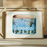 Bandbox - Charles Caseau Decorative Art Print / Canvas Framed Ceramic Vessel Blue Glaze Floral Decorative Pattern Charles Caseau