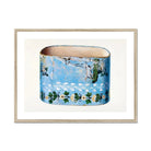 Bandbox - Charles Caseau Decorative Art Print, Light Blue Ceramic Planter Decorated Green Floral Patterns