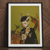 Baphomet’s Bastard - Stampa artistica gay di demone / Tela, 24x32’’ / 61x81cm / Cornice nera / Passe-partout, Poster, stampe e arte visiva, Toby Leon