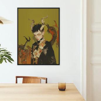 Baphomet’s Bastard - Gay Demon Art Print / Canvas Framed Artwork Stylized Figure Horns Intricate Ornate Clothing Gay Demon Child, Twisted