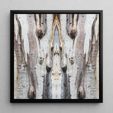 Barking Mad 3 - Trippy Tree Trunk Art Print / Canvas Black-framed Square Symmetrical Abstract Design Mad’s Striking Symmetry, Presents