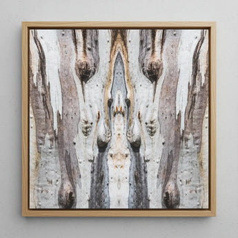 Barking Mad 3 - Trippy Tree Trunk Art Print / Canvas Square-framed Abstract Artwork Symmetrical Mirrored Design Textured Mad’s Striking