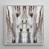 Barking Mad 3 - Trippy Tree Trunk Art Print / Canvas Square-framed Abstract Symmetrical Mirrored Design Textured Mad’s Striking Symmetry,