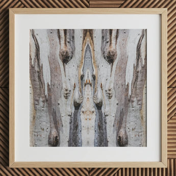 Barking Mad 3 - Trippy Tree Trunk Art Print / Canvas Square-framed Artwork Symmetrical Abstract Composition Bark Muted Mad’s Striking