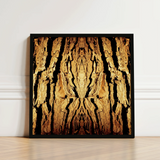 Black-framed Square Art Print Symmetrical Textured Bark Pattern Trippy Tree Trunk, Australian, Mesmerizing Abstract