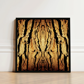 Black-framed Square Art Print Symmetrical Textured Bark Pattern Trippy Tree Trunk, Australian, Mesmerizing Abstract