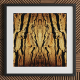 Barking Mad - Trippy Tree Trunk Art Print / Canvas Black-framed Art Print Symmetrical Golden-brown Tree Bark Pattern Trippy Trunk,