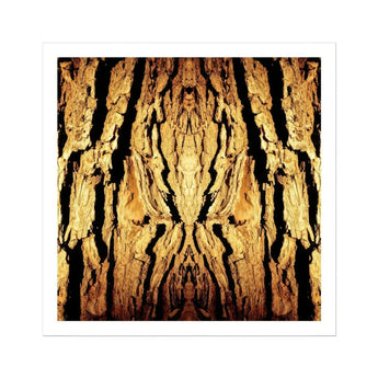 Barking Mad - Trippy Tree Trunk Art Print / Canvas Mirrored Pattern Golden Tree Bark Deep Vertical Ridges Trippy Trunk, Australian