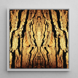 Barking Mad - Trippy Tree Trunk Art Print / Canvas Square-framed Artwork Symmetrical Mirrored Textured Tree Bark Warm Trippy Trunk,