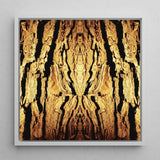 Barking Mad - Trippy Tree Trunk Art Print / Canvas Square-framed Artwork Symmetrical Mirrored Textured Bark Warm, Australian, Mesmerizing