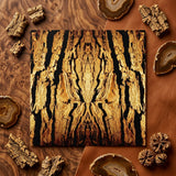 Barking Mad - Trippy Tree Trunk Art Print / Canvas Square Canvas Symmetrical Golden-brown Bark Pattern Black Voids Trippy Tree Trunk,