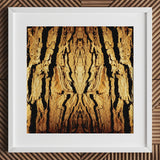 Barking Mad - Trippy Tree Trunk Art Print / Canvas Square White-framed Artwork Symmetrical Abstract Depiction Bark, Australian, Mesmerizing