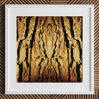 Barking Mad - Trippy Tree Trunk Art Print / Canvas Square White-framed Artwork Symmetrical Abstract Depiction Bark, Australian, Mesmerizing