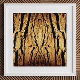 Barking Mad - Trippy Tree Trunk Art Print / Canvas Square White-framed Artwork Symmetrical Abstract Depiction Tree Bark Trippy Trunk,