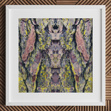 Barking Mad too - Trippy Tree Trunk Art Print / Canvas White-framed Artwork Symmetrical Abstract Composition Tree Bark Patches Barking Mad