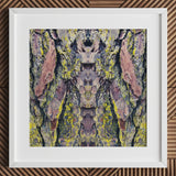 Barking Mad too - Trippy Tree Trunk Art Print / Canvas White-framed Artwork Symmetrical Abstract Composition Bark Patches Transports,