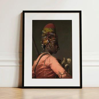Bashi Besouk - Jean Leon Gerome Art Print / Canvas Black-framed Portrait Person Ornate Multi-colored Headdress Jean-léon Gérôme’s