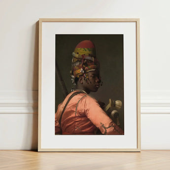 Bashi Besouk - Jean Leon Gerome Art Print / Canvas Framed Figure Ornate Multi-colored Headwear Orange Jean-léon Gérôme’s Bashi-bazouk,