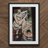 The Bath - Max Beckmann Art Print / Canvas Black Framed Artwork White Abstract Human Figures, Woman Steadies Prints
