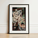 The Bath - Max Beckmann Art Print / Canvas Black-framed Art Print Stylized Nude Figure White Drapery Max Beckmann Print, Woman Steadies