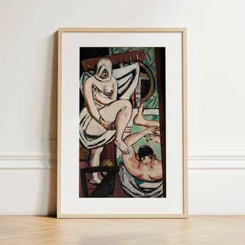The Bath - Max Beckmann Art Print / Canvas Framed Art Print Stylized Nude Figure Draped Garment Max Beckmann Print, Woman Steadies
