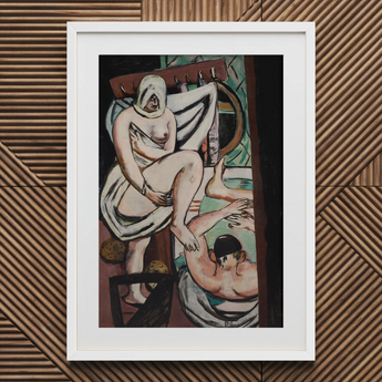The Bath - Max Beckmann Art Print / Canvas White Framed Artwork Cubist-style Scene Abstract Human Figures Max Beckmann Art Print, Woman