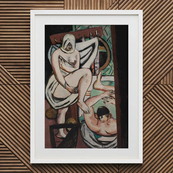The Bath - Max Beckmann Art Print / Canvas White Framed Artwork Cubist-style Scene Abstract Human Figures, Woman Steadies Prints