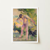 Bather Drying Himself at St Tropez - Henri Edmond Cross Art Print / Canvas Framed Pointillist Painting Nude Man Outdoor Rendered, Leans