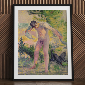 Bather Drying Himself at St Tropez - Henri Edmond Cross Art Print / Canvas Black Framed Art Print Nude Male Figure Child Henri Edmond