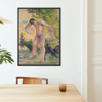 Bather Drying Himself at St Tropez - Henri Edmond Cross Art Print / Canvas Framed Painting Nude Man Outdoor Rendered Impressionistic