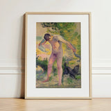 Bather Drying Himself at St Tropez - Henri Edmond Cross Art Print / Canvas Framed Pointillist Painting Nude Man Outdoor Enclosed, Leans