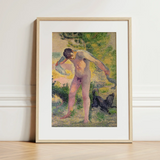 Bather Drying Himself at St Tropez - Henri Edmond Cross Art Print / Canvas Framed Print Pointillist Painting Nude Man Outdoor Enclosed