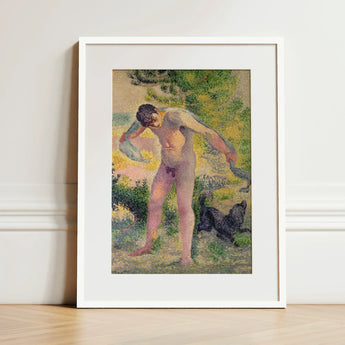 Bather Drying Himself at St Tropez - Henri Edmond Cross Art Print / Canvas Framed Reproduction Pointillist Painting Nude Male Figure
