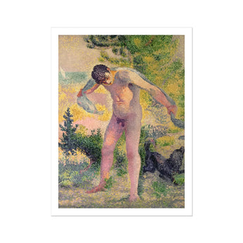 Bather Drying Himself at St Tropez - Henri Edmond Cross Art Print / Canvas Pointillist Painting Nude Man Towel, Leans Forward, Fracture