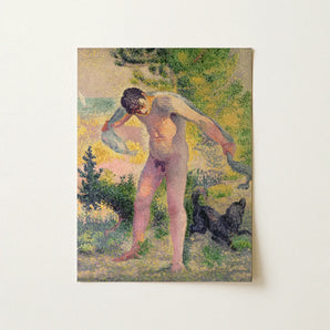 Bather Drying Himself at St Tropez - Henri Edmond Cross Art Print / Canvas Reproduction Painting Bath Paul Signac Nude Man Impressionistic,