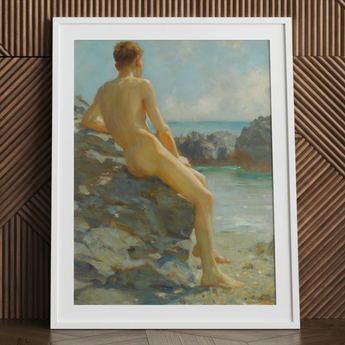 The Bather - Henry Scott Tuke Fine Art Print / Canvas, 24x32’’ / 61x81cm / White Frame / Matboard, Posters Prints & Visual Artwork, Toby