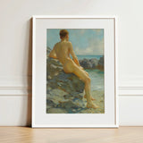 The Bather - Henry Scott Tuke Fine Art Print / Canvas White-framed Classical Oil Painting Nude Male, Cornish Shoreline, Prints
