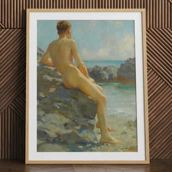 The Bather - Henry Scott Tuke Fine Art Print / Canvas Wooden-framed Nude Beach Scene, Cornish Shoreline, Prints