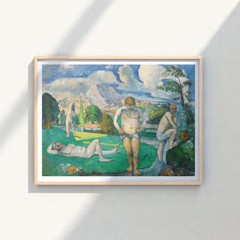 Framed Reproduction Vibrant Impressionistic Painting Nude Figures Outdoor Cézanne’s Bathers, Geological Outcrop, Fine Art Print