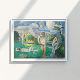 White-framed Art Print Colorful Impressionist Painting Nude Figures Cézanne’s Bathers, Geological Outcrop, Fine