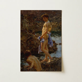 A Bathing Group (1914) - Lámina artística de Henry Scott Tuke / Lienzo, 12x18’’ / 31x46cm / Sin marco / sin borde, Pósters, impresiones y arte visual,
