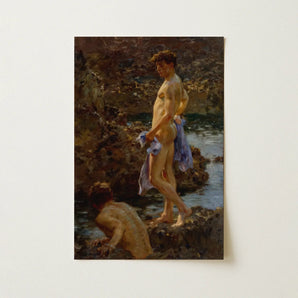 A Bathing Group (1914) - Henry Scott Tuke Art Print / Canvas, Bathing Group, Cornwall’s Tidal Pools, Tidal Pools Hold, Pools Hold Secrets,